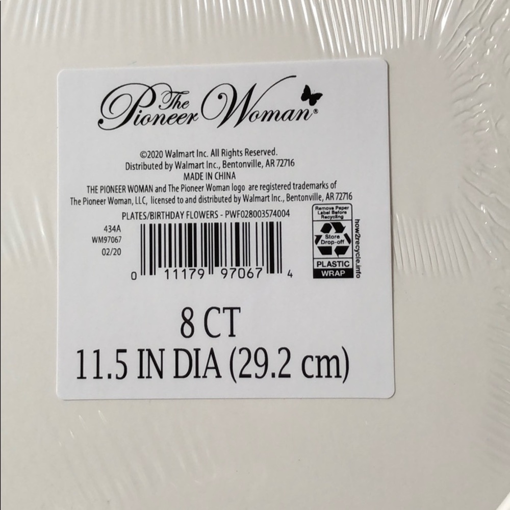 Pioneer Woman 8 Disposable Birthday Plates 11.5” - Picture 4 of 6
